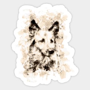 Brown Ink portrait of the german shepherd dog, A watercolor of German Shepherd Head , German Shepherd painting, German Shepherd dog portrait Sticker